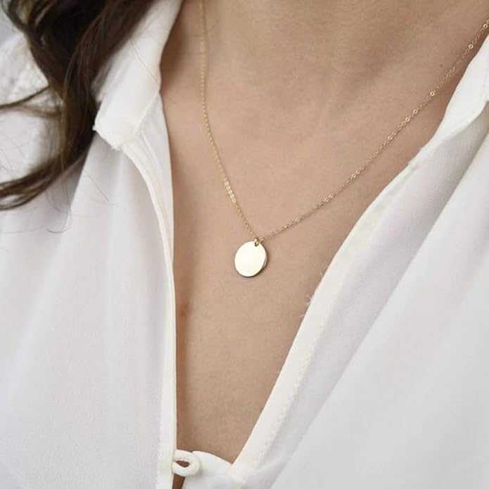 Turandoss Dainty Layered Choker Necklace, Handmade Y Pendant Necklace Multilayer Bar Disc Necklace Adjustable Layering Choker Necklaces for Women