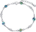 Anklet Bracelet for Women 925 Sterling Silver Natural Stone Chain Ankle Bracelet Beach Summer Fine Jewelry Valentines Day Birthday Gifts for Her Mom Wife