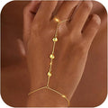 Gold Hand Chain for Women - Adjustable 14K Gold Plated Dainty Ring Bracelet Hand Chain Trendy Finger Ring Bracelet Hand Chains Stack Summer Jewelry for Women