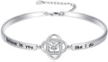 Valentines Day Gifts for Her, 18k White Gold Plated Love Knot Bracelets, Engraved Inspirational and Sentiment Bangle, Anniversary Birthday Jewelry Gift for Lover Wife Girlfriend Sister Friends