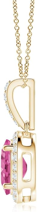Angara Natural Pink Sapphire Pendant for Women | Vintage Style Oval Pink Sapphire Halo Pendant in 14K Solid Gold/Platinum With 18" Chain | Birthday, Anniversary, Gemstone Jewelry Gift
