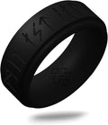 Knot Theory Viking Silicone Ring - My Love Forever in Rune Characters Breathable Comfort Fit - Valentine's Engagement Mens Wedding Band