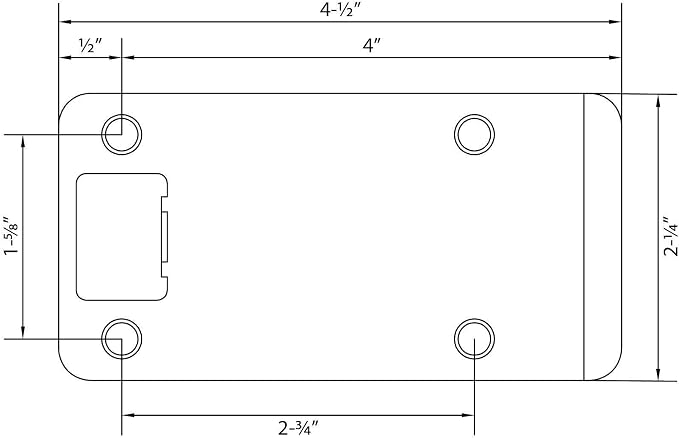 Round Corner Extended Lip Strike Plate, 2-1/4" x 4", Satin Nickel - Image 3