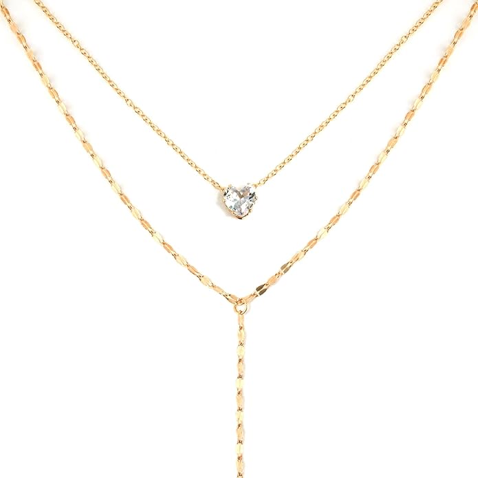 Necklace for Women, Dainty Long 14K Gold Y-Shaped Necklace Jewelry Trendy Beaded Layered Chain Drop Necklaces Jewelry Women Gifts