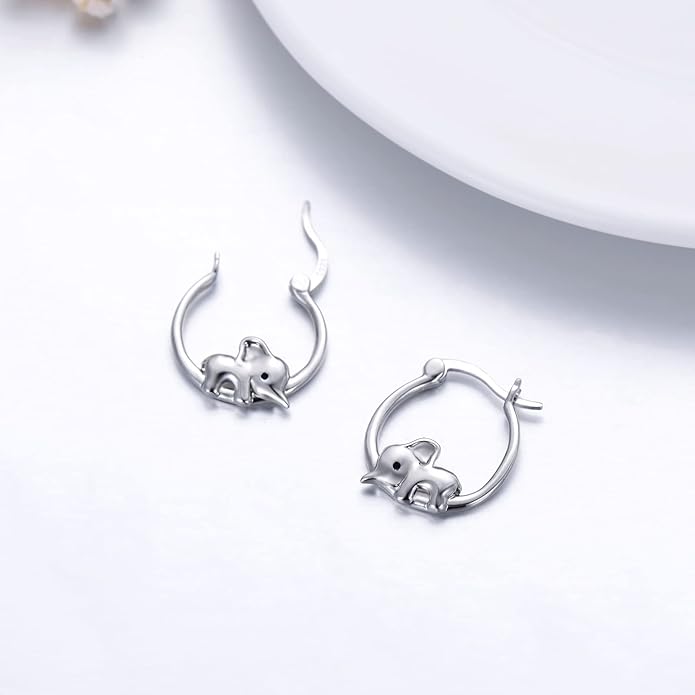 JUSTKIDSTOY Hypoallergenic Panda/Unicorn/Hummingbird/Dolphin Hoop Earrings for Women 925 Sterling Silver Animal Huggie Hoop Earrings Jewelry Gifts for Sensitive Ears