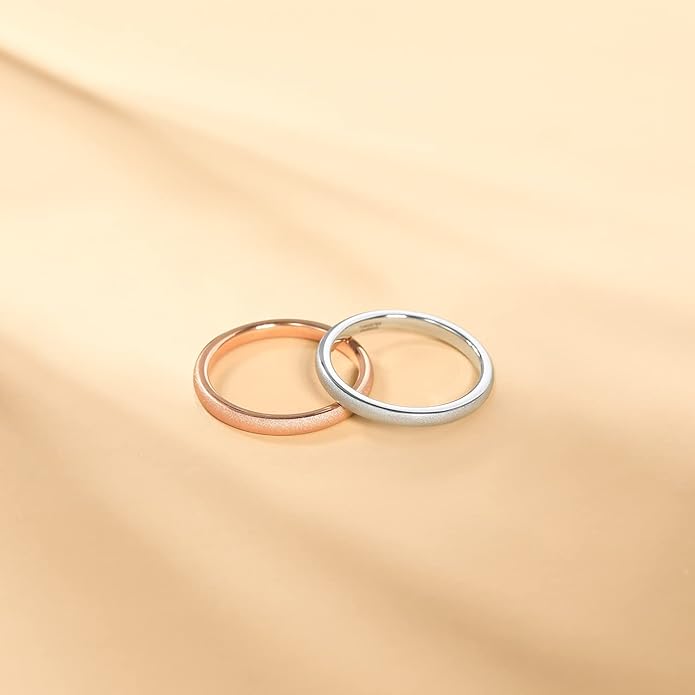 Greenpod 2mm 4mm 6mm Tungsten Wedding Bands Ring for Women Men Rose Gold Plated/Silver/24K Gold Plated/Black Polished Slim Engagement Promise Rings Comfort Fit Size 4-13