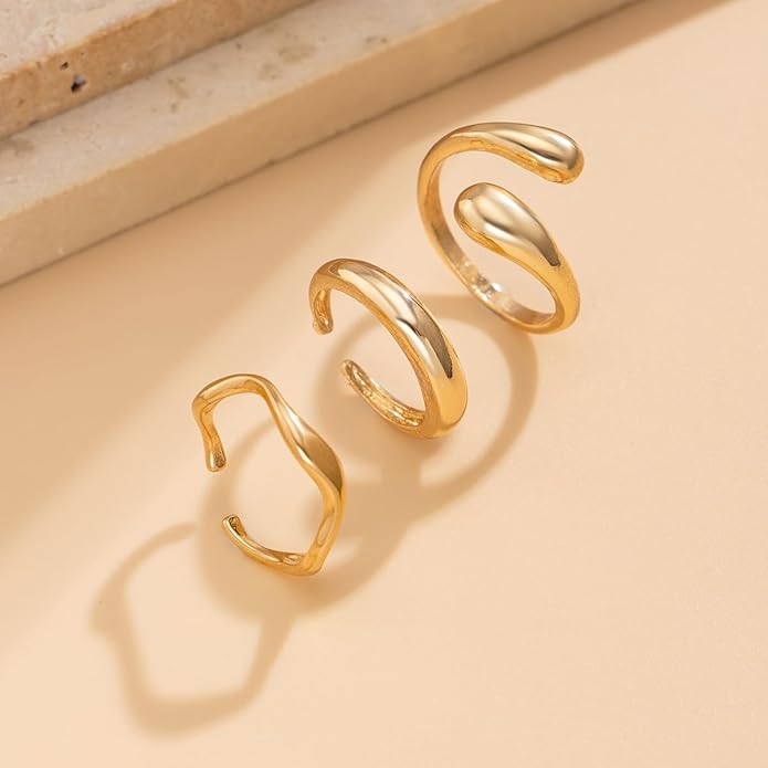 Sora Tuki Rings for Women Chunky Rings Set Adjustable Stackable Ring for Women Bold Thick Statement Ring Trendy Chunky Jewelry