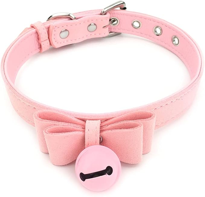 Destiny Love Bell Padlock Choker Collar Necklace Lolita Bow Collar Cat Kitty Velvet Necklace with Heart Lock and Key with Box for Women and Men