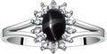 Rylos 14K White Gold Classic Halo Ring: Diamonds, 6X4MM Oval Gemstone - Birthstone Jewelry for Women - Stunning Diamond Gold Ring Sizes 5-10