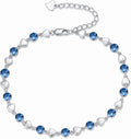 Birthstone Charm Link Bracelet 925 Sterling Silver Rose/Heart/Mom Bracelet with 12 Months Birthstone Mother's Day Gift Jewelry Gifts for Women,Chain Length 7"+2" Extend