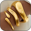 3Pcs Chunky Gold Bangles Bracelets for Women, Spring Hinged Big Stackable Bangles Set, Trendy Cuff Bracelet Stack Fashion Jewelry Gifts