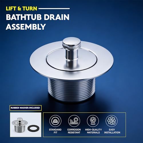 SUPPLYGIANT Lift and Turn Tub Drain Stopper, 1-3/8 Bathtub Drain Assembly - Image 5