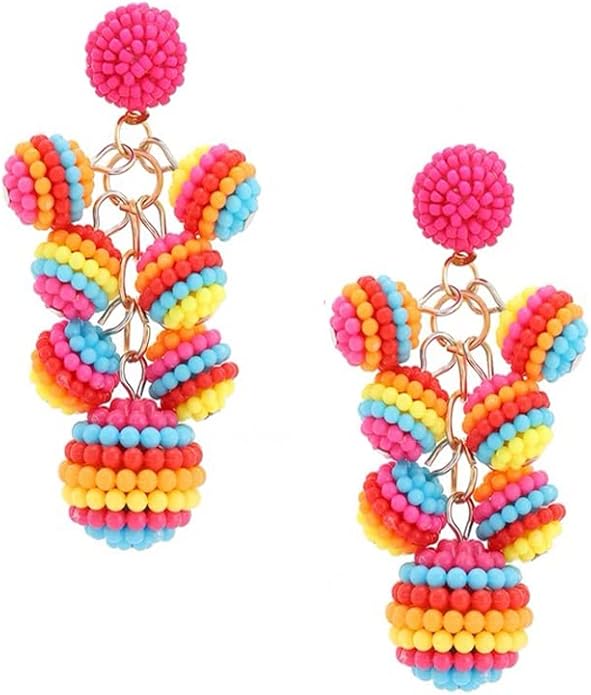 Acrylic ball Beads Dangle Earrings for Women,Colorful Statement Earring Cute Candy Colored Drop Dangle Geometric Jewelry Earrings For Gift Party