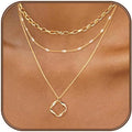 Gold Layered Necklaces for Women 14k Gold Plated Dainty Stackable Choker Necklaces for Women Trendy Layering Chain Cute Pendant Necklace Set Gold Jewelry for Women