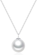 SUNFEEL 925 Sterling Silver Pearl Necklaces for women 14K Gold Plated 5A CZ 10MM/12MM Single Pearl Pendant Necklace Gifts for Her Mom Wife Girlfriend Engagement Wedding Birdal Christmas Trendy Jewelry