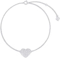 SISGEM 10k Gold Created Moissanite Heart Anklets for Women, love Ankle Bracelet Gifts for Her, 9.4-11.0 Inches