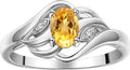 Rylos Ring featuring Classic Style, 6X4MM Birthstone Gemstone, & Diamonds - Elegant Jewelry for Women in Sterling Silver, Sizes 5-10