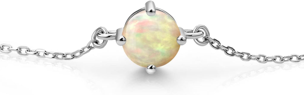 Gem Stone King Gemstone Birthstone Solitaire Bracelet For Women | 925 Sterling Silver | Round 6MM | Gift for Her Women Wife Mom Lady Daughter | Adjustable Bolo Bracelet | Easy-On Easy-Off