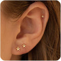 VRIUA 20G Tiny Flat Back Earrings for Women - 14K Gold/Silver Plated Small Flat Back Stud Earrings Hypoallergenic Cartilage Helix Piercing Jewelry