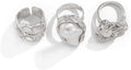 CJIAYUJEW Chunky Gold Flower Rings Pearl Stacking Statement Rings for Women Silver Chunky Knuckle Ring Set Adjustable Pearl Finger Ring Sets