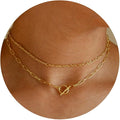 CHESKY Layered Necklaces for Women, 14K Gold Plated Chain Necklace Women Trendy Cuban Link Paperclip Chain Toggle Clasp Necklace Fashion Chunky Jewelry for Women