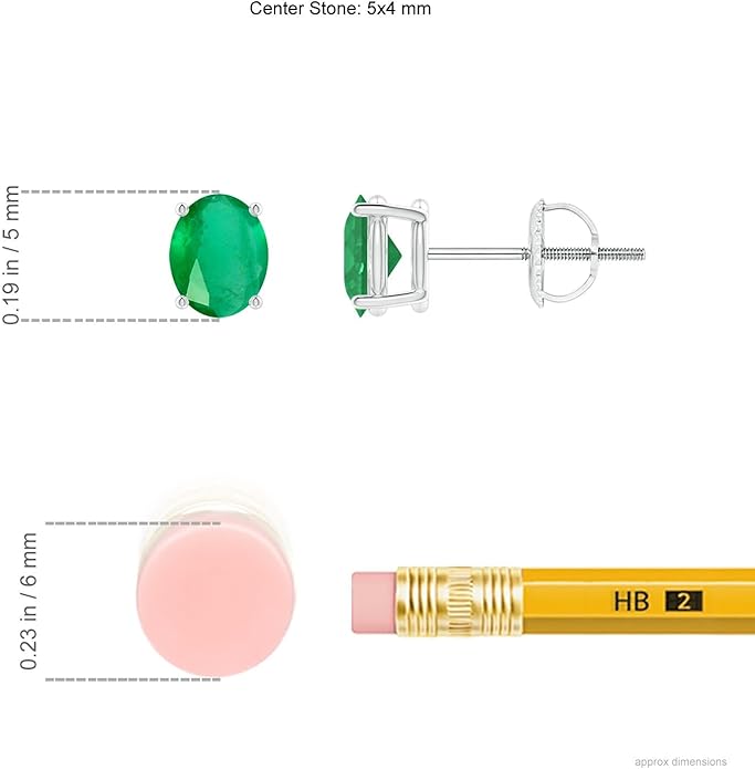 ANGARA Natural Emerald Earrings for Women | Oval Shape Emerald Classic Earrings in 14K Solid Gold/Platinum | May Birthday, Anniversary, Gemstone Jewellery Gift