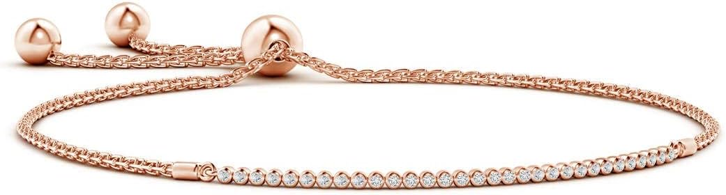 Angara Diamond Tennis Bolo Bracelet in 14K Solid Gold | Natural Diamond Adjustable Chain Bracelet for Women | April Birthstone Jewelry Gift For Women