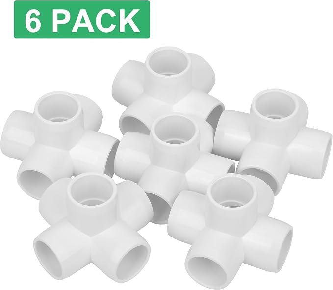 6Pack 1/2" Tee PVC Pipe Fitting 5 Way Elbow Connector Furniture Grade SCH40 - Image 6