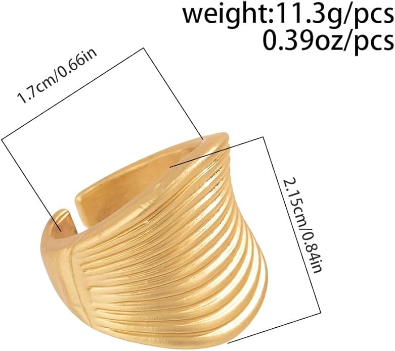 MIFYNN Chunky Gold Rings for Women Gold Silver Adjustable Thick Ring Fashion Statement Ring Open Dome Ring Chunky Silver Rings Geometric Curved Minimalist Simple Rings