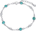 Anklet Bracelet for Women 925 Sterling Silver Natural Stone Chain Ankle Bracelet Beach Summer Fine Jewelry Valentines Day Birthday Gifts for Her Mom Wife