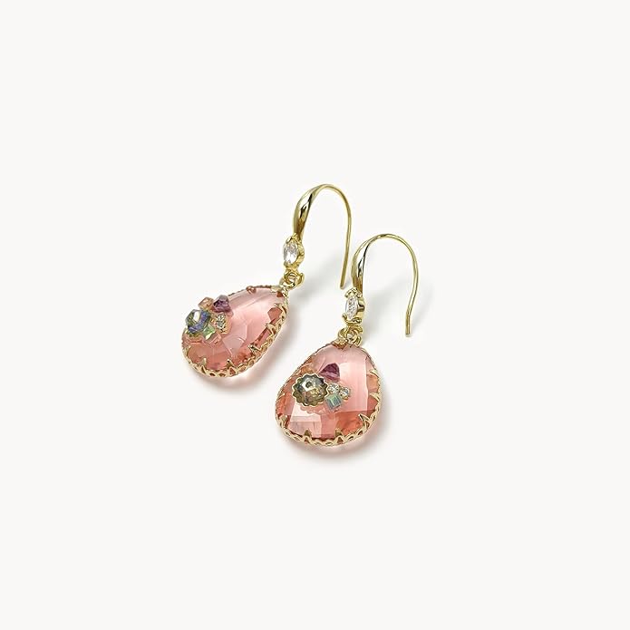 Crystal Teardrop Earrings 14K Gold Plated Dangle Earrings for Women