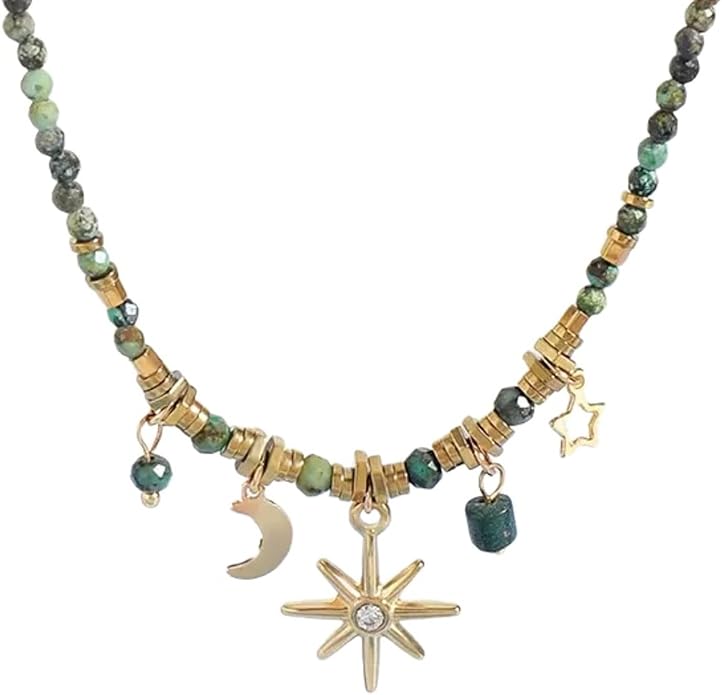 Boho Necklaces for Women, Vintage Pendant Necklaces Two Layers of Wear Choker, Adjustable Trendy Necklace Hippie Handmade Fashion Jewelry Accessories, Birthday Gifts
