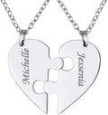 FindChic Personalized Matching BFF Necklace for 2/3/4/5/6 Puzzle Name Heart Pendant Stainless Steel Couple Necklace Set Customized Necklaces for Teen Girls