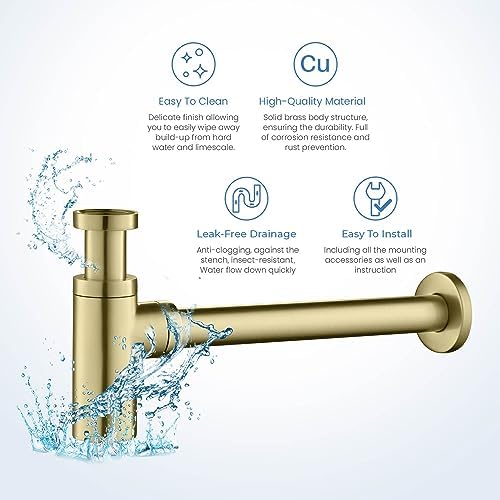 KIBI Round Bottle Trap for Bathroom Sink | Decorative Brass Basin Sink Waste - Image 7
