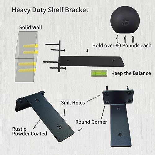 Heavy Duty Shelf Bracket 12 inch Metal Wall Mount Powder Coated 90 Degree Black - Image 3