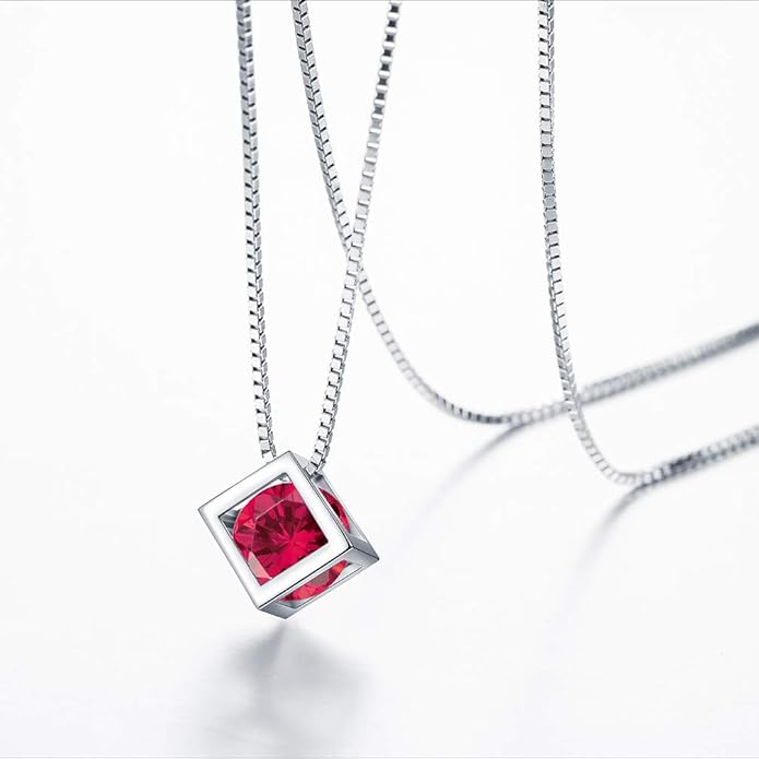 Aurora Tears Birthstone Necklace/Earring 925 Sterling Silver Women Cross/3D Cube/Cresent Moon Birth Stone Jewelry Mens Birthday Gift Anniversary Present