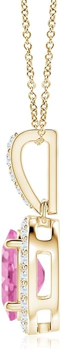 Angara Natural Pink Sapphire Pendant for Women | Vintage Style Oval Pink Sapphire Halo Pendant in 14K Solid Gold/Platinum With 18" Chain | Birthday, Anniversary, Gemstone Jewelry Gift
