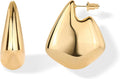 PAVOI 14K Gold Plated 925 Sterling Silver Posts Statement Earrings for Women - Geometric Dome Teardrop Drop Dangle Hoop Chunky Gold Earrings