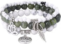 UEUC Tree of Life Yoga Healing Stone Bracelets,Multilayer Lotus Chakra Stone Reiki Bracelet Sets,Anxiety Crystal Natural Stone,for Women Stress Relief