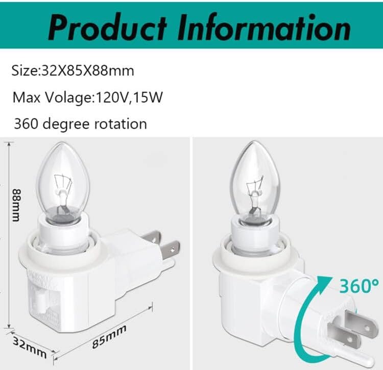 TWDRTDD Plug in Night Light, Adjustable E12 Base Socket Night Light - Image 2