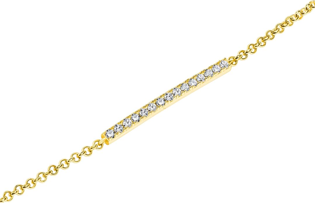 EcoGems Lab Grown Gemstone & Moissanite Bracelets – 14K/18K White or Yellow Gold Plated Sterling Silver – D Color VVS/VS Clarity – Elegant Sustainable Jewelry Gift with Gift Box