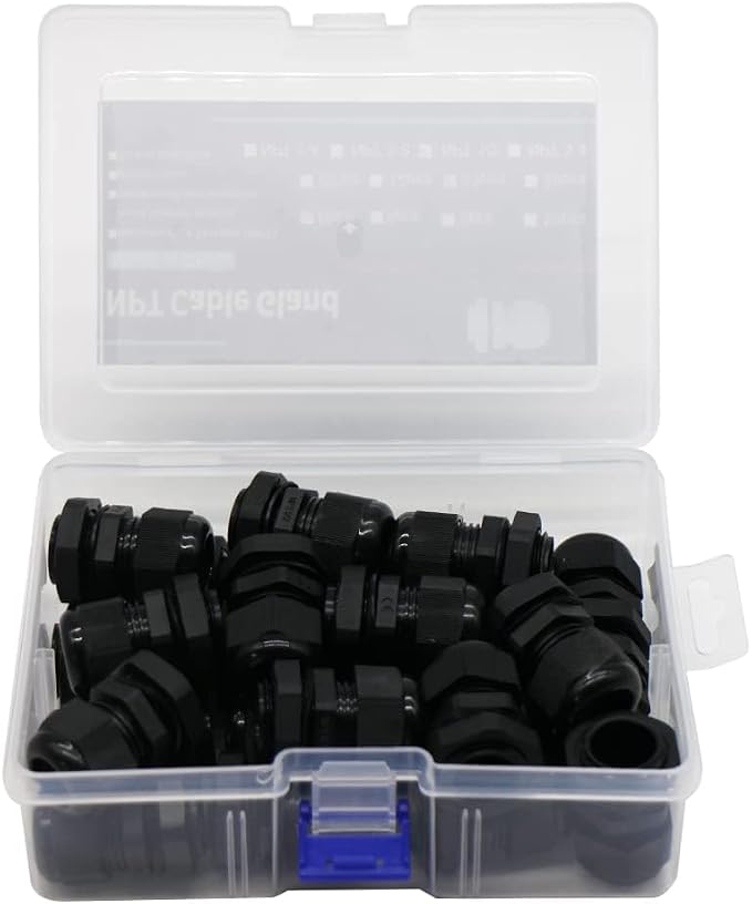 25-Pack 1/2" NPT Cable Glands, IP68 Waterproof Nylon PA66 Strain Relief Cord - Image 5