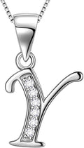 Aurora Tears Letter Necklace Initial 925 Sterling Silver Alphabet Pendant Crystal Name Gift Women Cubic Zirconia Jewelry