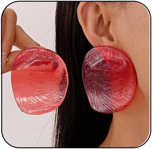 Color Resin Acrylic Earrings,Vintage Candy Color Big Round Studs Earring Chunky Exaggerated Geometric Drop Earring Statement Beach Vacation Jewelry
