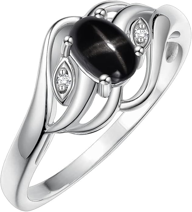 Rylos Ring featuring Classic Style, 6X4MM Birthstone Gemstone, & Diamonds - Elegant Jewelry for Women in Sterling Silver, Sizes 5-10