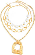 PLOUTOS Statement Modern Geometric Hollow Square Pendant Rope Chain Necklace for Women Bold Fashion Layering Collarbone Jewelry Party Wear Accessory