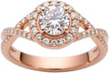 1.22 Carat (ctw) Round-Cut Halo Lab-Grown Sapphire/Lab-Grown Diamond/Moissanite Twisted Wedding Engagement Ring for Women 925 Sterling Silver/10K/14K/18K Real Gold Engagement Rings Jewelry(D Color, VVS Clarity), Size 3-14