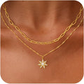 CHESKY Layered Necklaces for Women Trendy, Dainty 14k Gold Plated Pendant Necklace Layering Necklace for Women Non Tarnish Hypoallergenic Sun Gold Necklace Stack Gold Jewelry for Women Gifts