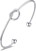 925 Sterling Silver Cuff Bangle Bracelets Adjustable Open Bangles, Fashion Jewelry Simple Adjustable 925 Silver Bangles for Women Mom Wife