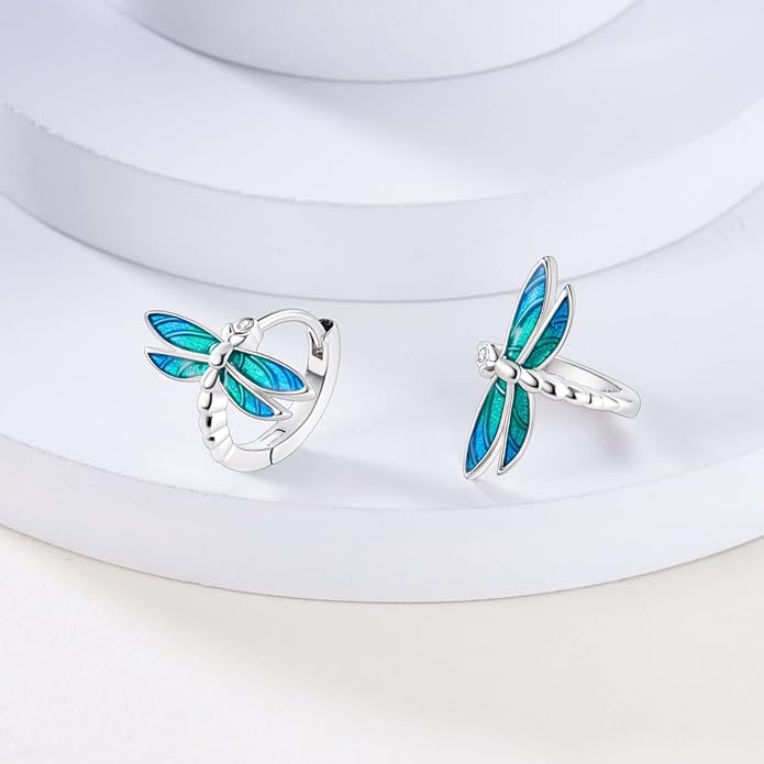 NARMO Earrings for Women 925 Sterling Silver Heart Hoops Small Colorful Rainbow Hoop Earrings Huggie Earrings